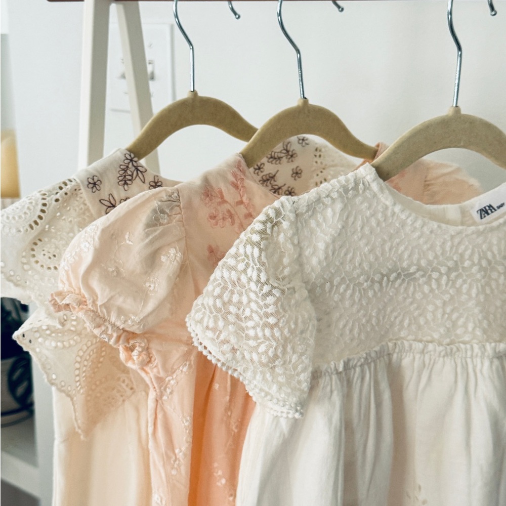 Zara Girls Pink and Cream Embroidered Dresses - Picture 5 of 16